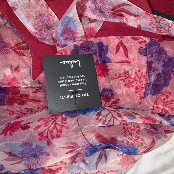 Lulus organza Dress in Pink and Purple magenta floral print bustier dress xl NWT - Picture 8 of 10